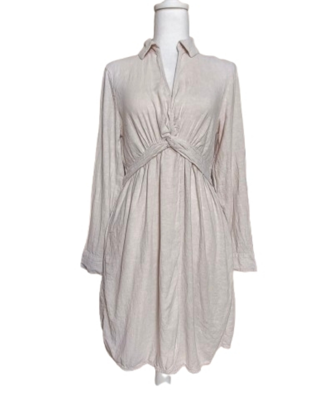 Joie Linen Blend Dress Small Beige Empire Waist Coastal Minimalist Tunic